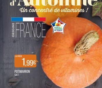 FRANCE  LA PIÈCE  1,99€  POTIMARRON Cat.1  FRUITS &  LEGUMES  DE FRANCE 