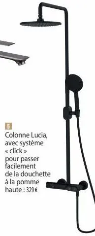 colonne lucia, avec système << click >>  pour passer facilement de la douchette à la pomme haute : 329 € 