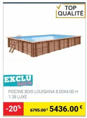 exclu magasin  top qualité  piscine bois louisiana 8.00x4.00 h 1.38 luxe  -20% 6795.00€ 5436.00 € 