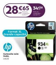 28€65 348  Format XL Grande capacité  hp  Cartouche noire 943XL 411435  hp  (  934XL  