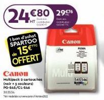 Canon Multipack 2 cartouches (noir 3 couleurs) PG-545/CL-546 303534  24€80 2976  1 bon d'achat SPARTOO de 15€ OFFERT  Mul  Canon  545 546 