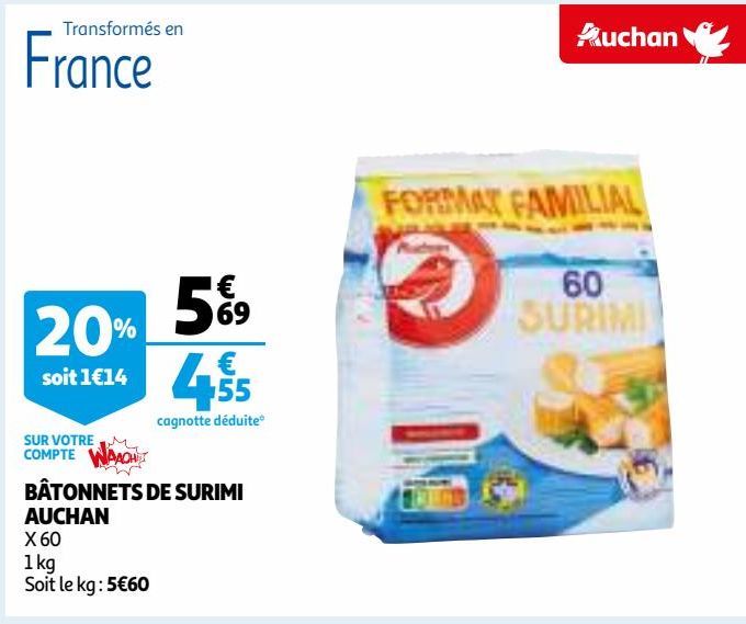 BÂTONNETS DE SURIMI AUCHAN