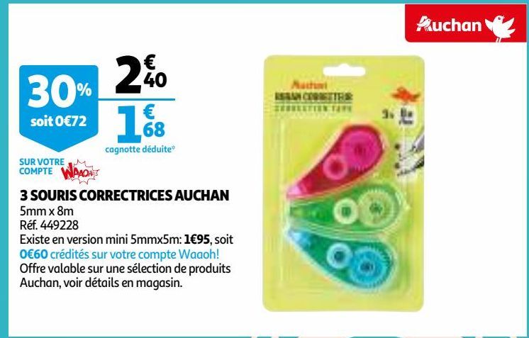 3 SOURIS CORRECTRICES AUCHAN