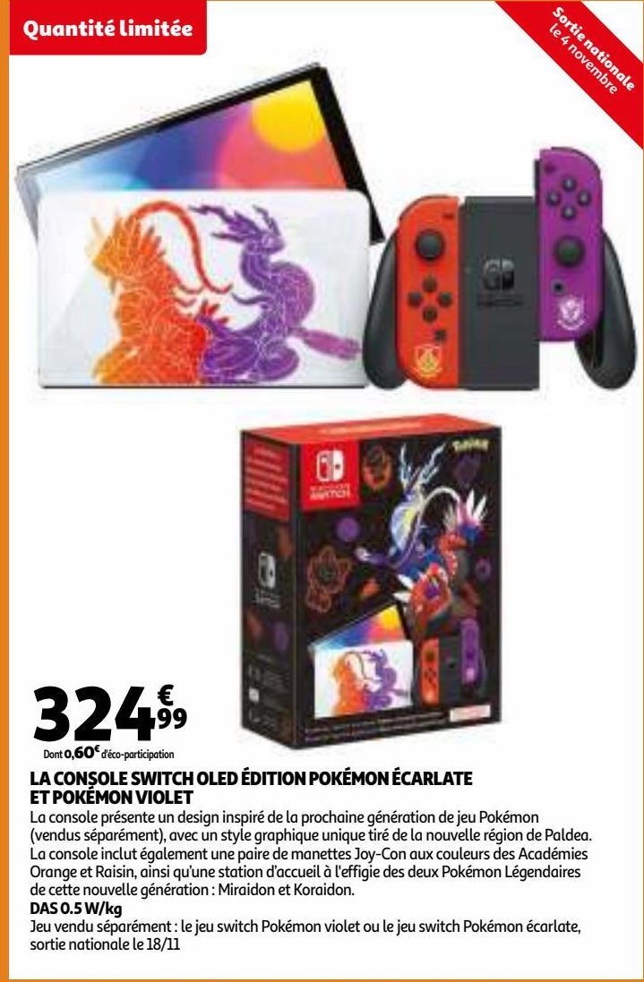 LA CONSOLE SWITCH OLED ÉDITION POKÉMON ÉCARLATE ET POKÉMON VIOLET