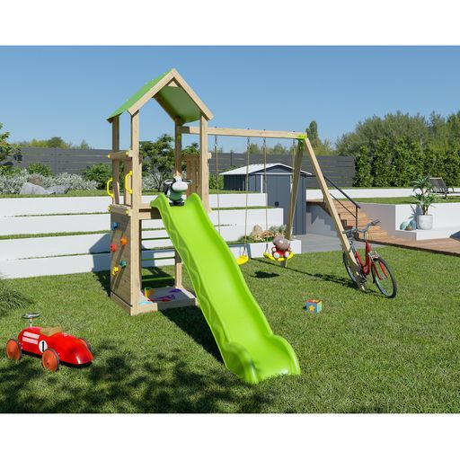 AIRE DE JEUX EN BOIS SMART XPERIENCE AVEC TOBOGGAN(1)