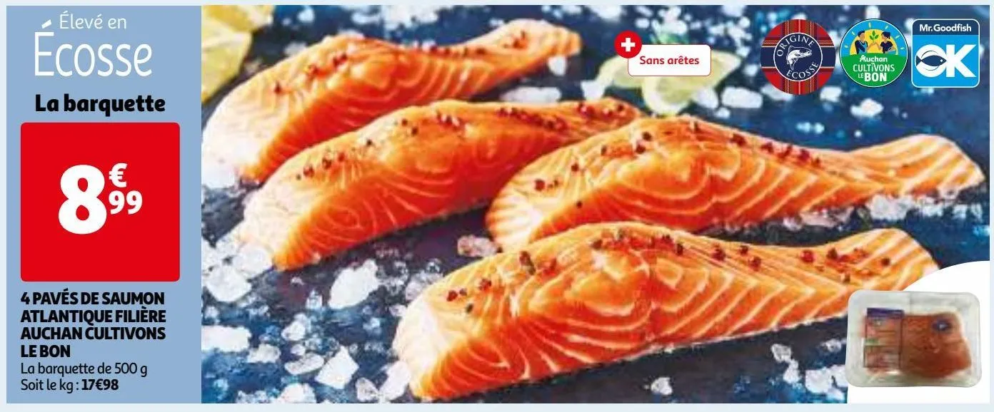 4 pavés de saumon atlantique filière auchan cultivons le bon