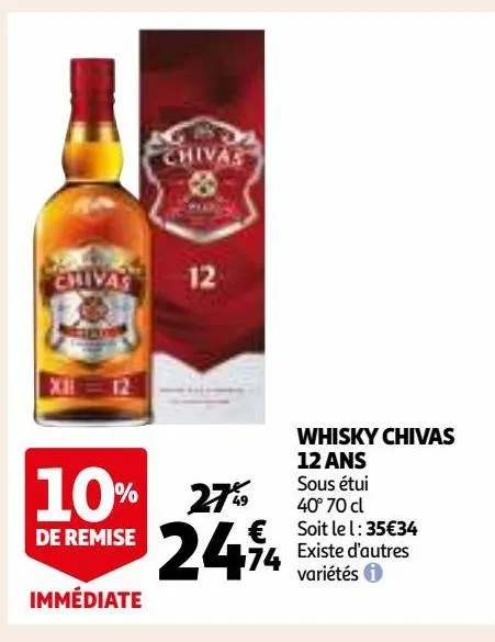 Promo Chivas coffret whisky 12 ans chez Auchan Supermarché