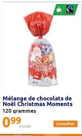 CHOCOLPE  Christmas  monients  TRAD  Mélange de chocolats de Noël Christmas Moments 120 grammes  Consulter 