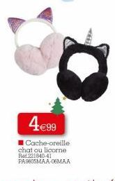 4€99  Cache-oreille chat ou licorne Red 221840-41 PA9605MAA-06MAA 