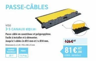 passe-câbles  viso  >5 canaux trus  passe-cable en caoutchouc et polypropylène. facile à installer et à démonter.  jusqu'à 5 câbles 2x 035 mm et 3 x 030 mm. dimensions (lxlxh):910x500x45  chance maxim