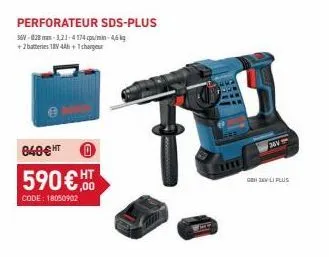 perforateur sds-plus  361-828mm-1,21-4174-46 +2batteries 18v 4ah + 1 chargeur  840 € ht 0  590€  code: 18050902  1  gen zevli plus 