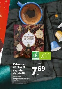 Calendrier de l'Avent capsules de café Bio  24 capsules compatibles Nespresso 14564  CALENDRIER  DE L'AVENT www  AB  mera  La pic  769  