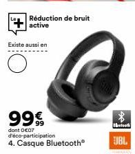 Réduction de bruit active  Existe aussi en  99 €  dont DE07 d'éco-participation  4. Casque Bluetooth®  Hetooth  JBL 
