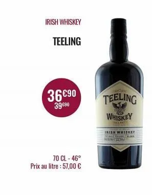 irish whiskey  teeling  36€90  39090  70 cl-46° prix au litre : 57,00 €  saalang  teeling  whiskey  wlnice  irish whiskey  c 