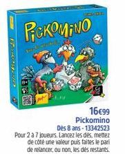 175KM  PCKOMINO  16€99 Pickomino  Dès 8 ans-13342523  Pour 2 à 7 joueurs. Lancez les dés, mettez de côté une valeur puis faites le pari de relancer, ou non, les dés restants. 