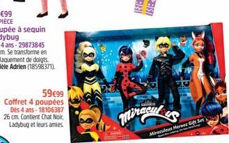 59€99 Coffret 4 poupées Dès 4 ans-18106387 26 cm. Contient Chat Noir, Ladybug et leurs amies.  Miraculous Heroes Gift Set 