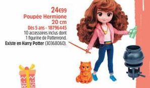 24€99  Poupée Hermione 20 cm  REZ  Dès 5 ans-18796445  10 accessoires inclus dont 1 figurine de Pattenrond.  Existe en Harry Potter (30368060). 