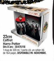 22€99 Coffret Harry Potter  Dès 8 ans -30476118  1 mug de 320 ml, 1 porte-clé, un cahier A6 de 164 pages. DISPONIBLE MI- NOVEMBRE. 