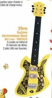29€99 guitare  électronique rock dès 3 ans 18855033 6 cordes en métal et 8 chansons de démo 2 piles lr6 non fournies  ✿  por 