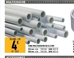 MULTICOUCHE *******  816 MM-2M  4⁹  HT:3633  ACCESSOIRES  TUBE MULTICOUCHE NU 0.2 MM 016mm-2m 12012201 4000333 HT 820-292012202590492 HT  