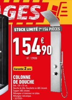 STOCK LIMITÉ !* 156 PIÈCES  154⁹0  HT: 129608 