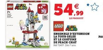 SUPER  LEGO MARIO  7+  TWAT  5  LEGO SUPER MARIO  LE PRODUIT  ENSEMBLE D'EXTENSION LA TOUR GELEE ET LE COSTUME  DE PEACH CHAT Ref 71407. Dès 7 ans 