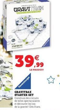 STARTERS  GRAVITRAX  Ravensburger  € ,99  LE PRODUIT  GRAVITRAX STARTER SET Construis des circuits de billes spectaculaires et découvre les lois de la gravité 1 Dès 8 ans. 