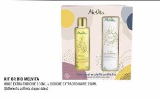 Me  Melita  KIT OR BIO MELVITA HUILE EXTRA ENRICHE 100ML+ DOUCHE EXTRAORDINAIRE 250ML (Différents coffrets disponibles)  A  lensoleillé certifié Bio 