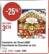 calendrier de l'avent lindt