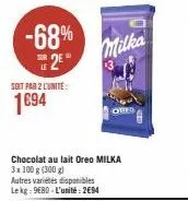 chocolat au lait milka