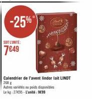 calendrier de l'Avent Lindt