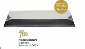 lumite  7090  plat rectangulaire en porcelaine dimensions: 34,5x21cm  creation exclusive casino 