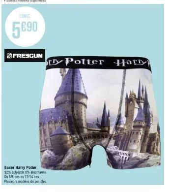 l'unité  5€90  frebgun  boxer harry potter 92% polyester 8% elasthanne du 5/8 ans au 12/14 ans plusieurs modèles disponibles  ry potter  harry 