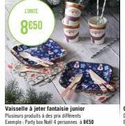 CONTE  8650  TOOD  Vaisselle à jeter fantaisie junior Plusieurs produits à des prix différents Exemple: Party box Noël 4 personnes à 8€50 