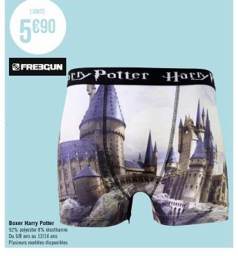 L'UNITÉ  5€90  FREBGUN  Boxer Harry Potter 92% polyester 8% elasthanne Du 5/8 ans au 12/14 ans Plusieurs modèles disponibles  ry Potter  Harry 