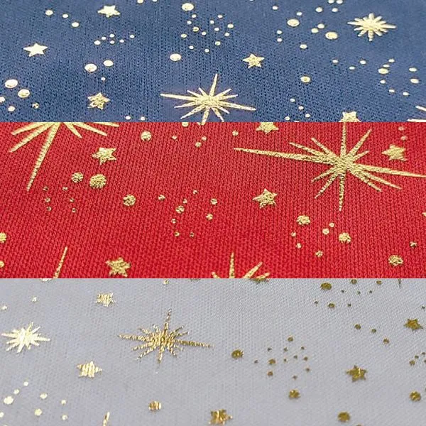 tissu maille motifs étoiles dorées spécial nappage de fêtes