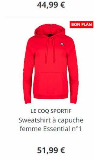 44,99 €  51,99 €  BON PLAN  LE COQ SPORTIF  Sweatshirt à capuche femme Essential nᵒ1 