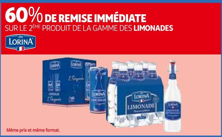 60% DE REMISE IMMÉDIATE SUR LE 2ÈME PRODUIT DE LA GAMME DES LIMONADES