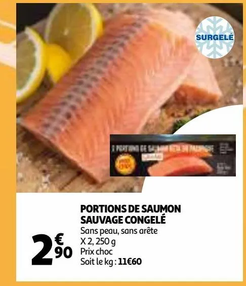 portions de saumon sauvage congelé