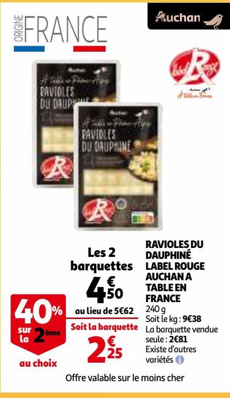  RAVIOLES DU DAUPHINÉ LABEL ROUGE AUCHAN A TABLE EN FRANCE