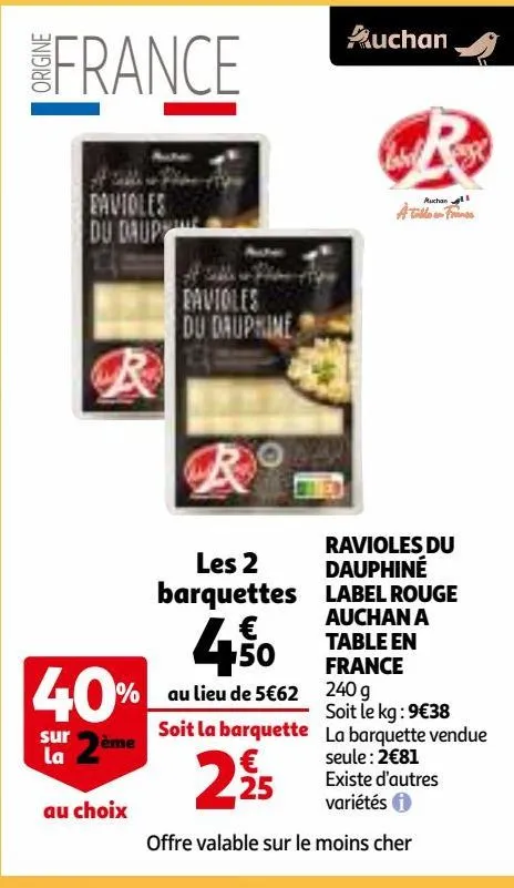 ravioles du dauphiné label rouge auchan a table en france