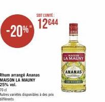 -20%  Rhum arrangé Ananas MAISON LA MAUNY 25% vol.  SOIT L'UNITÉ:  12044  MAISON LA MAUNY  ANANAS 