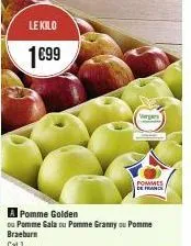 le kilo  1699  a pomme golden  braeburn cat 1  vergers  pommes de franc 