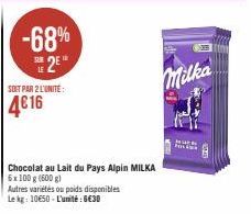 chocolat au lait Milka