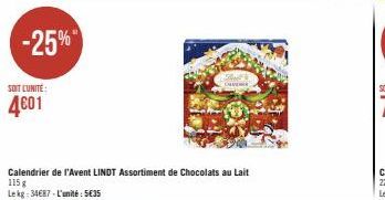 calendrier de l'Avent Lindt