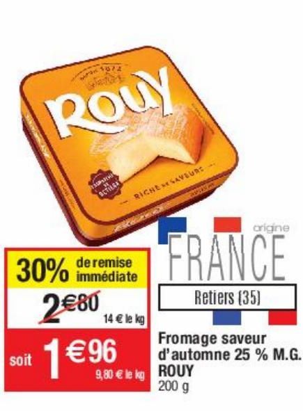 fromage saveur d'automne 25% M.G. Rouy