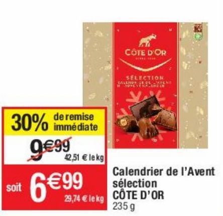 calendrier de l'Avent sélection Côte d'or