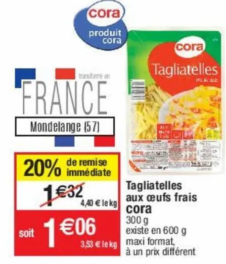 tagliatelle aux oeufs frais cora