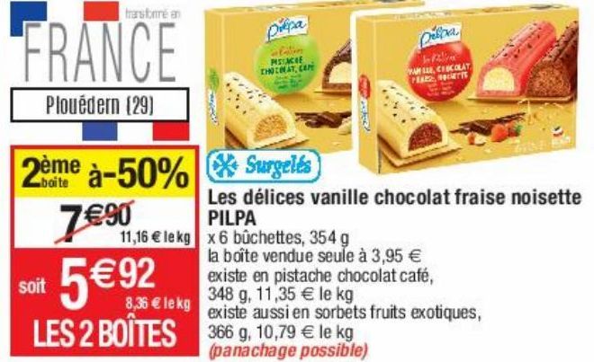 les délices vanille chocolat fraise noisette Pilpa