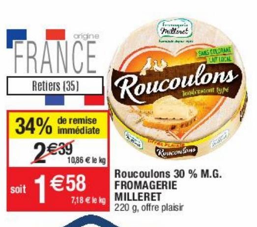 roucoulons 30% M.G. Fromagerie Milleret